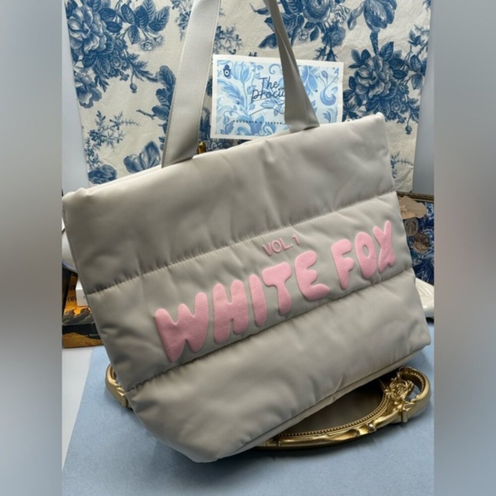 🆕 WHITE FOX BOUTIQUE 🧿 NWOT Vol 1. Tote Bag, Ivory & Pink - Picture 2 of 12